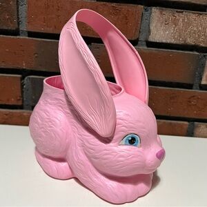 Vintage Empire Pink Easter Bunny Rabbit Blow Mold Plastic Basket Bucket 1990’s